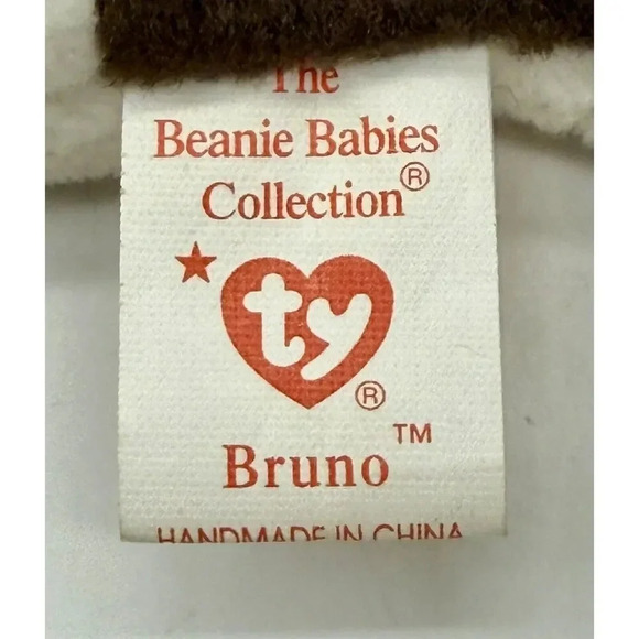 BRUNO the Terrier Dog Ty Beanie Baby 8.5" Plush Stuffed Animal Toy Vintage 1997 - Picture 7 of 7